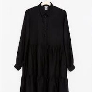 Lindex Long Sleeve Flounce Black Dress